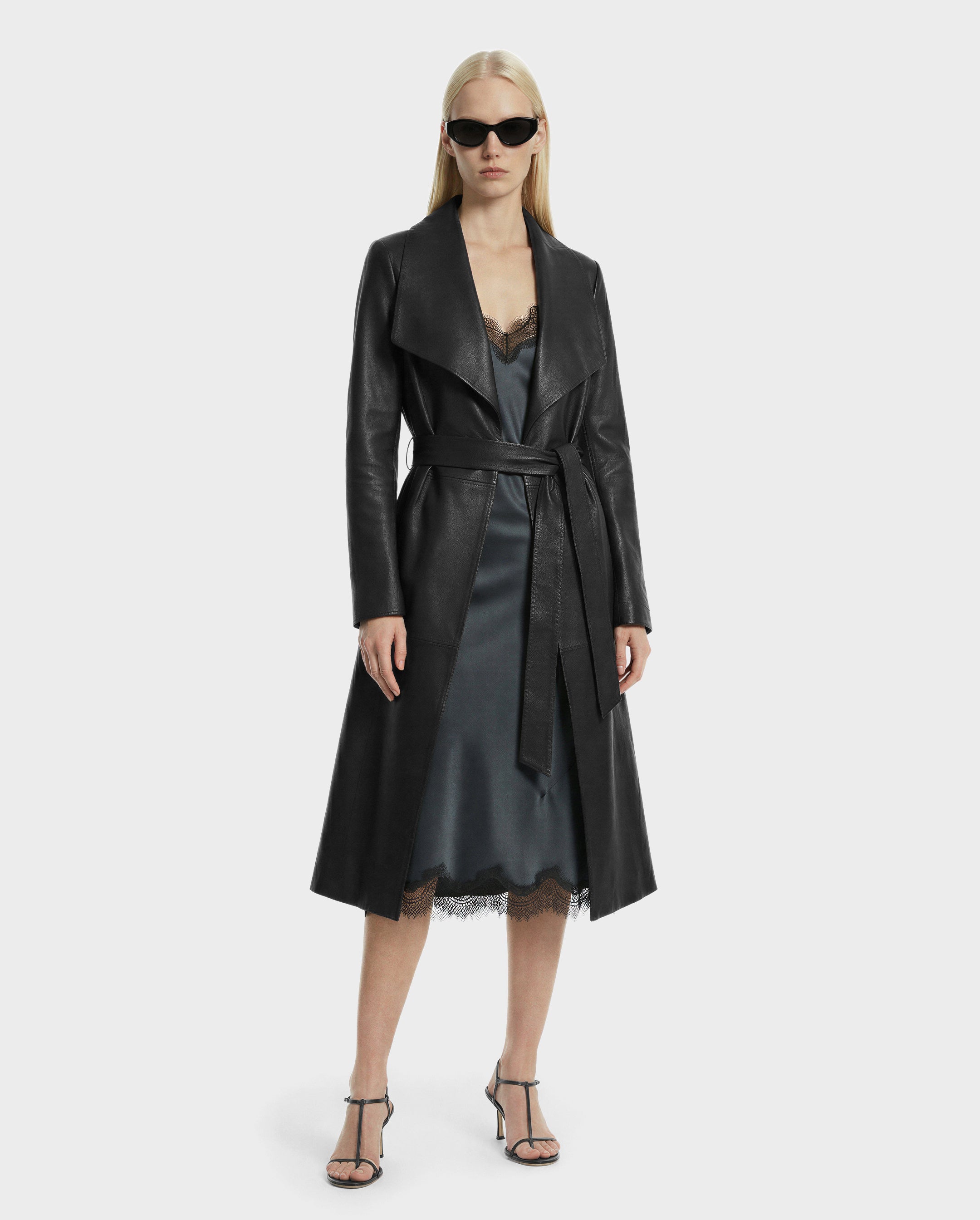 RUDSAK MURMU X Women's Leather Wrap Coat - Sophisticated