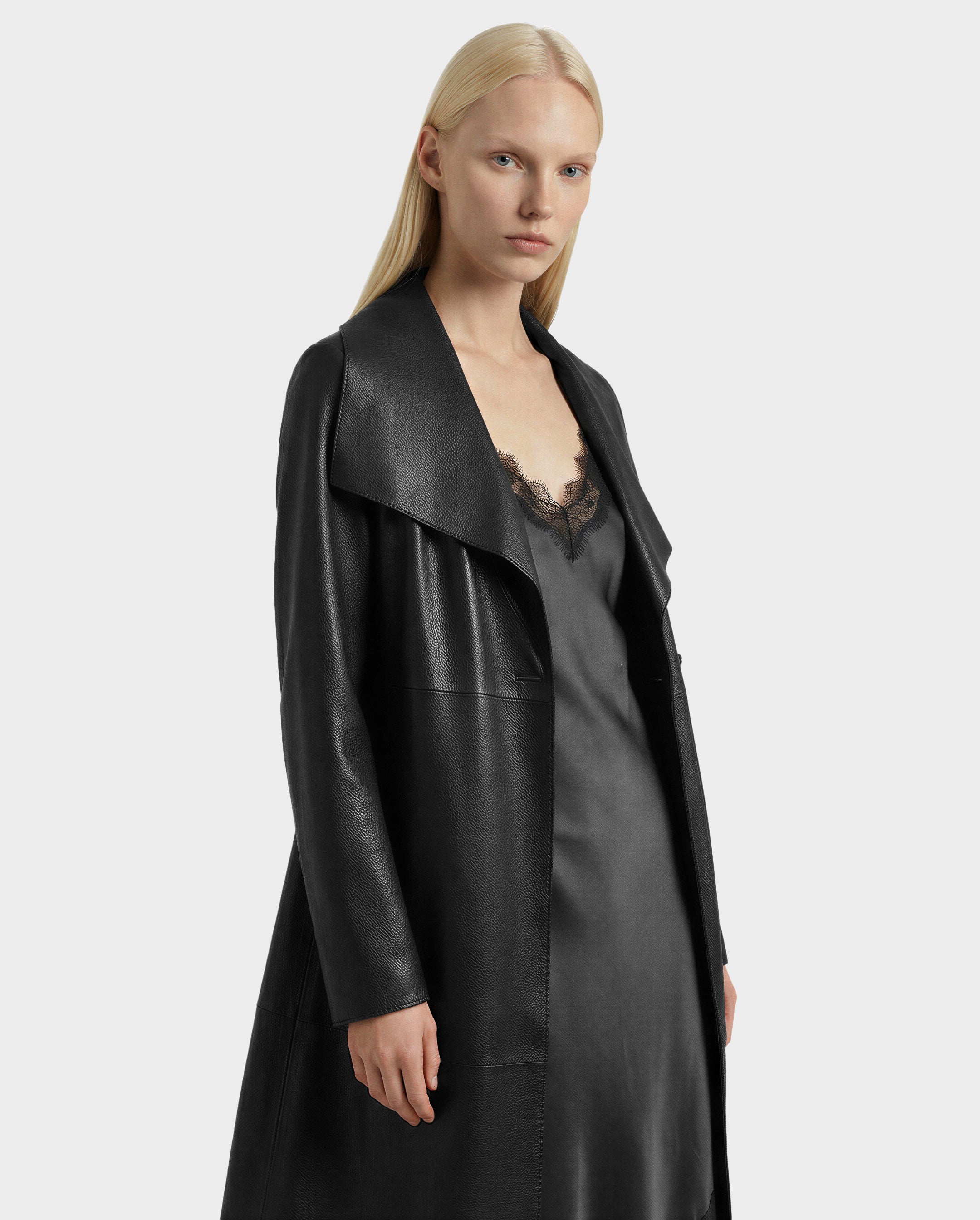 RUDSAK MURMU X Women's Leather Wrap Coat - Sophisticated