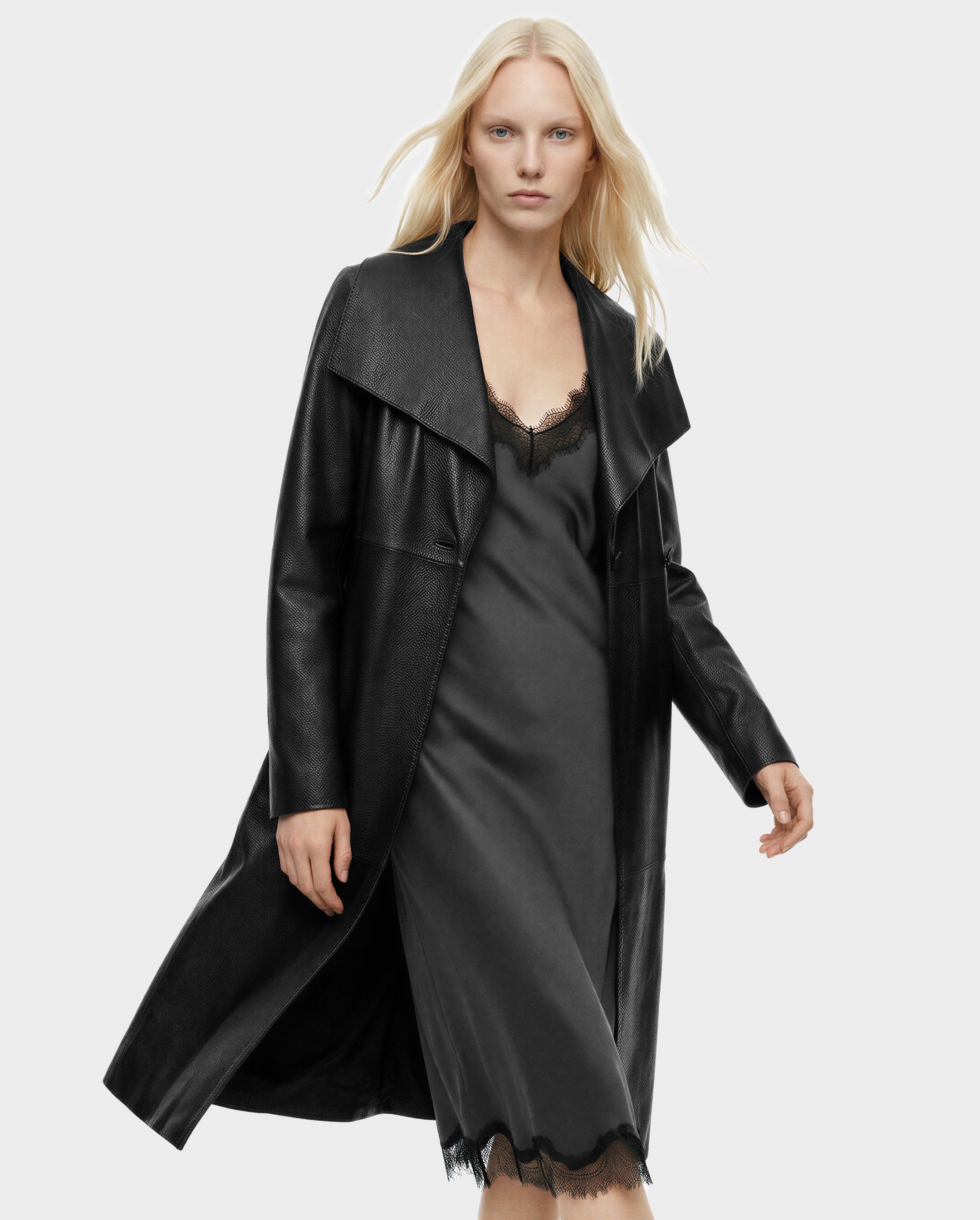 RUDSAK MURMU X Women's Leather Wrap Coat - Sophisticated