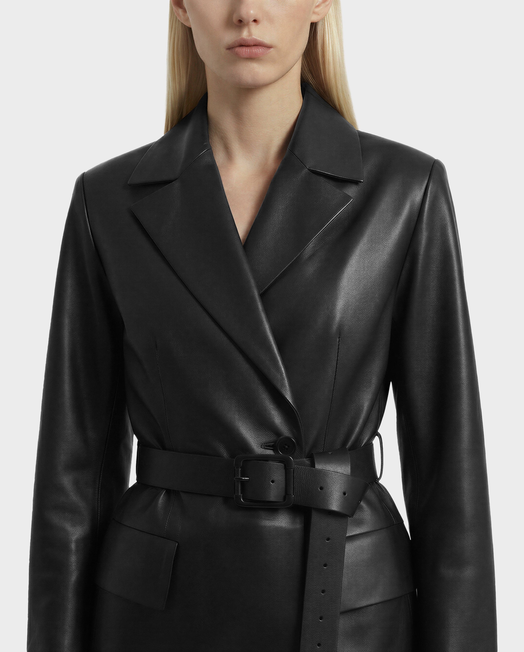 RUDSAK KENDALL Women's Black Leather Blazer Jacket - Sleek & Edgy