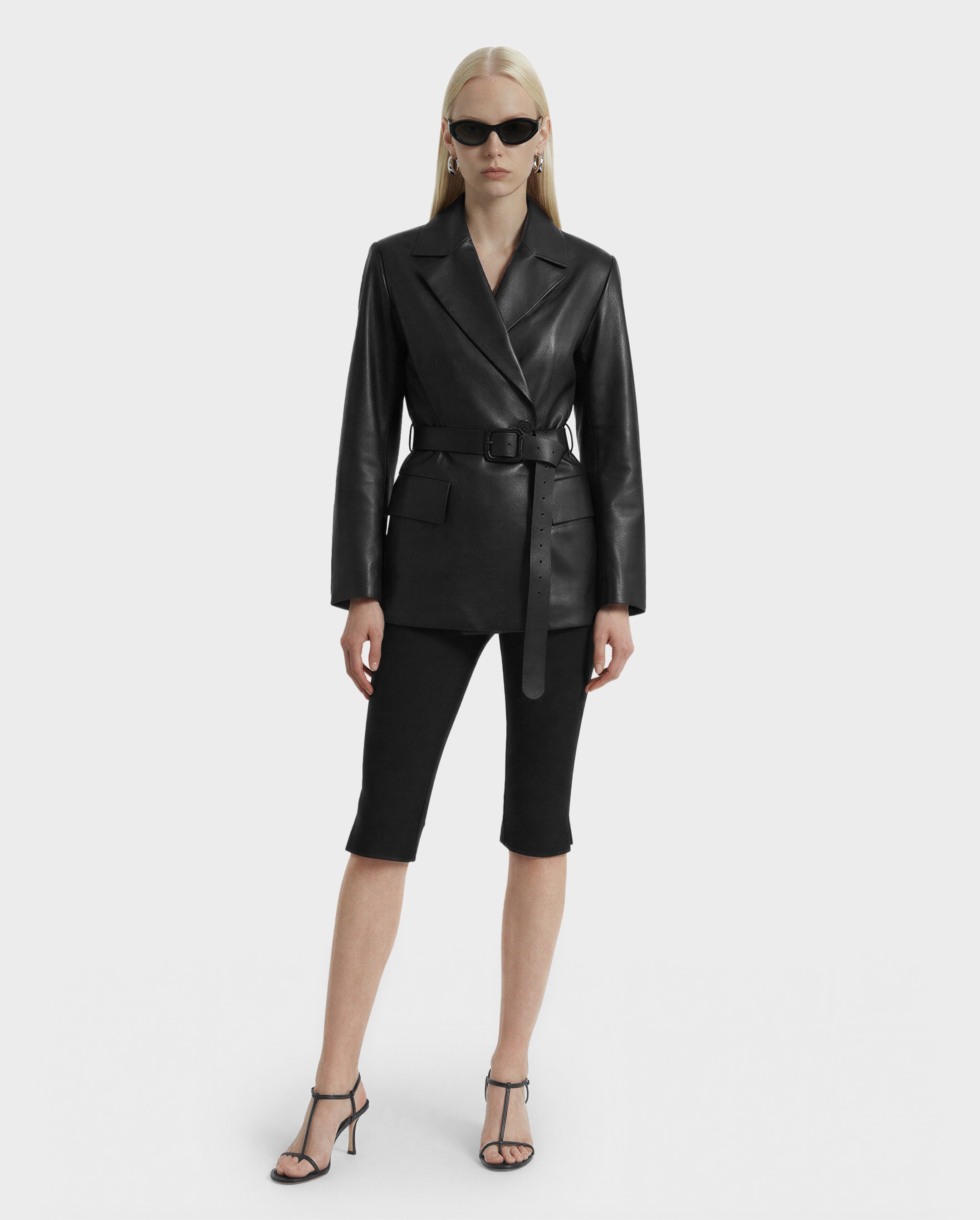 RUDSAK KENDALL Women's Black Leather Blazer Jacket - Sleek & Edgy