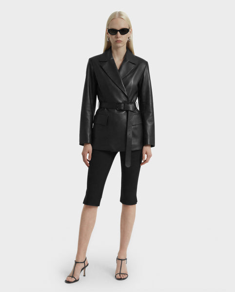 RUDSAK KENDALL Women's Black Leather Blazer Jacket - Sleek & Edgy