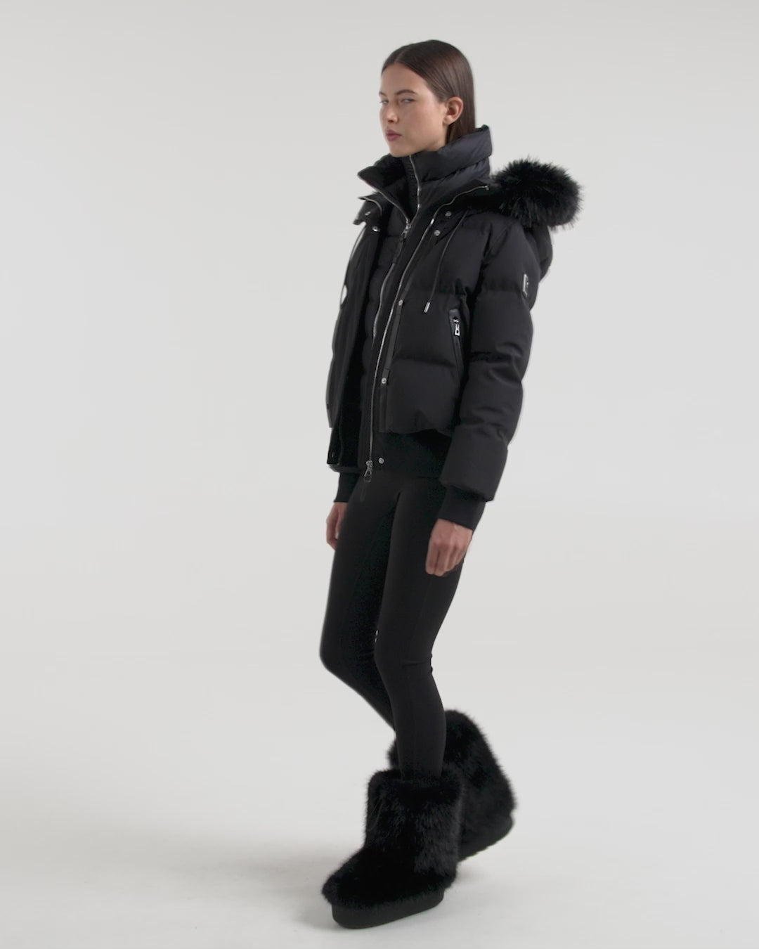 RUDSAK CIEYNA Black Down Bomber Jacket - Weather-Resistant Warmth