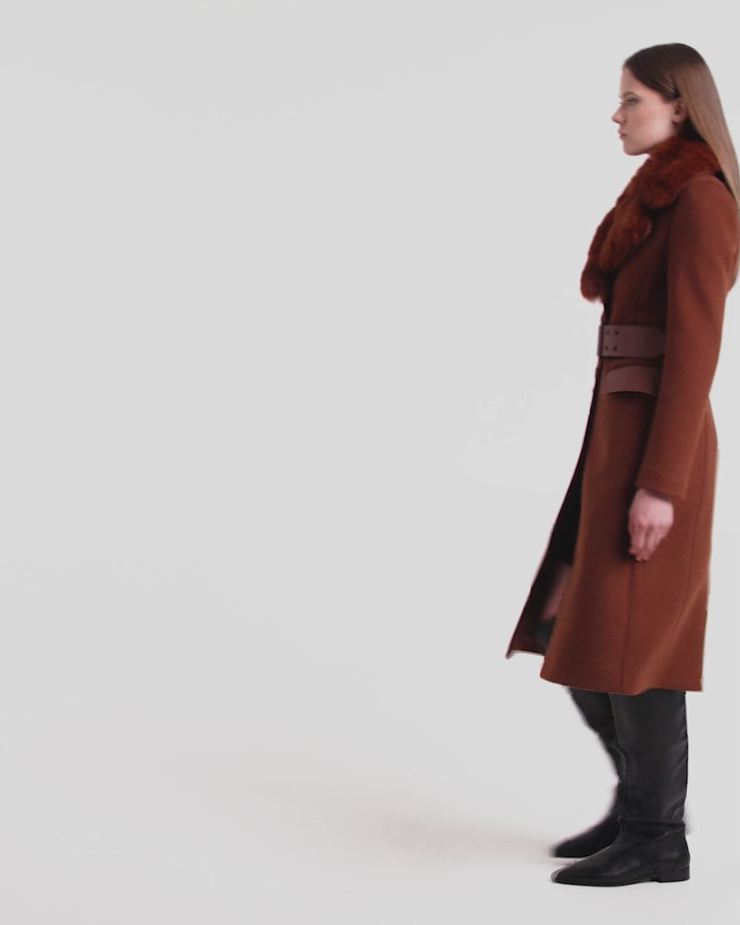 RUDSAK MANDY Women's Long Rust Wool Coat – Tailored & Versatile