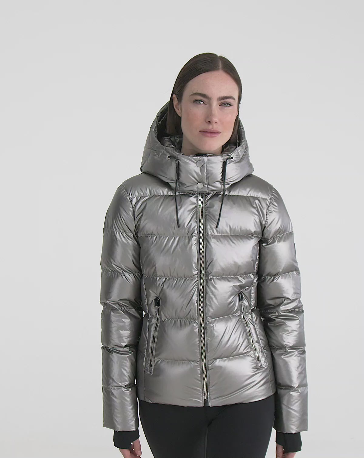 Women's metallic silver on sale down puffer jacket