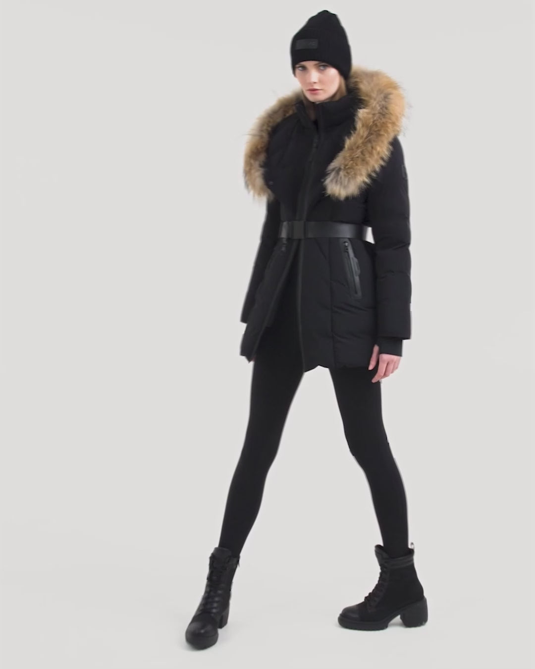 【開封済未使用】「BLACK RUDE NIGHT」 MODS COAT RUDSAK MODA FF Black Fitted Down Puffer | Detachable Faux Fur