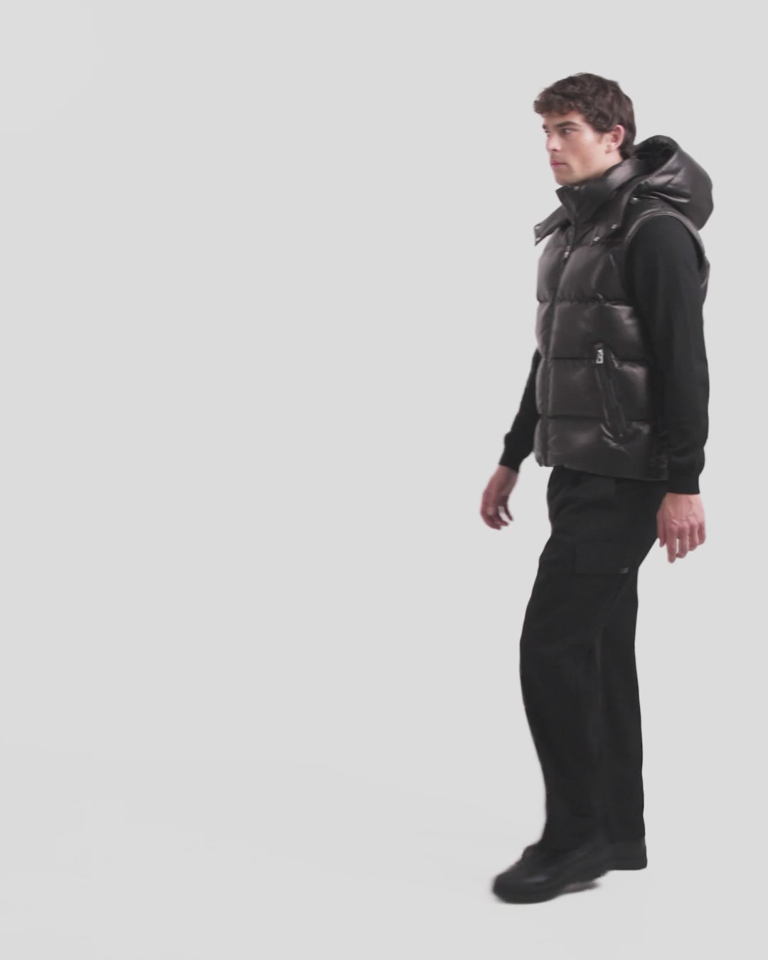 RUDSAK HENRY X Men's Quilted Leather Down Vest | Removable Hood