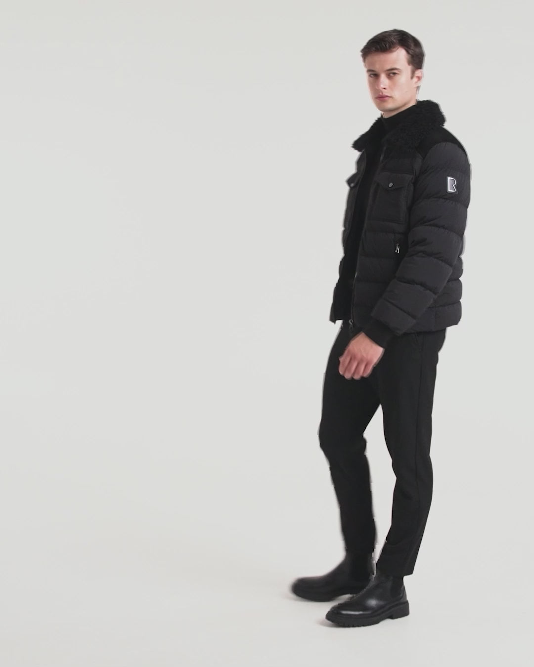 RUDSAK ANTHONY Men's Black Quilted Aviator Jacket | Down