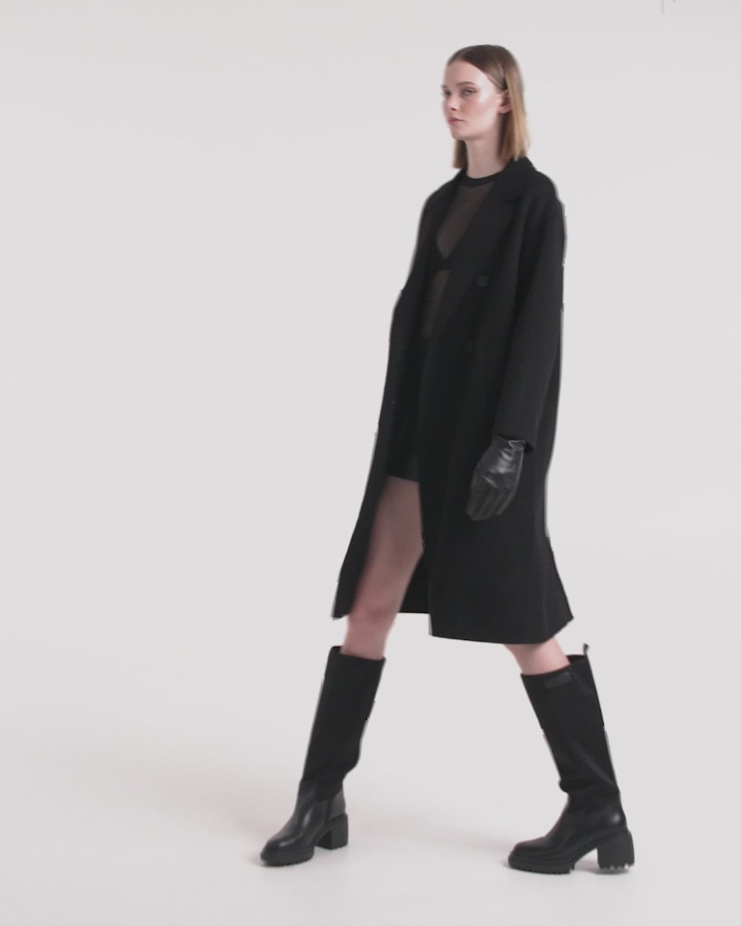 LASTCROPS タング ブラック RUDSAK JADE Women's Black Wool Overcoat - Sophisticated & Warm