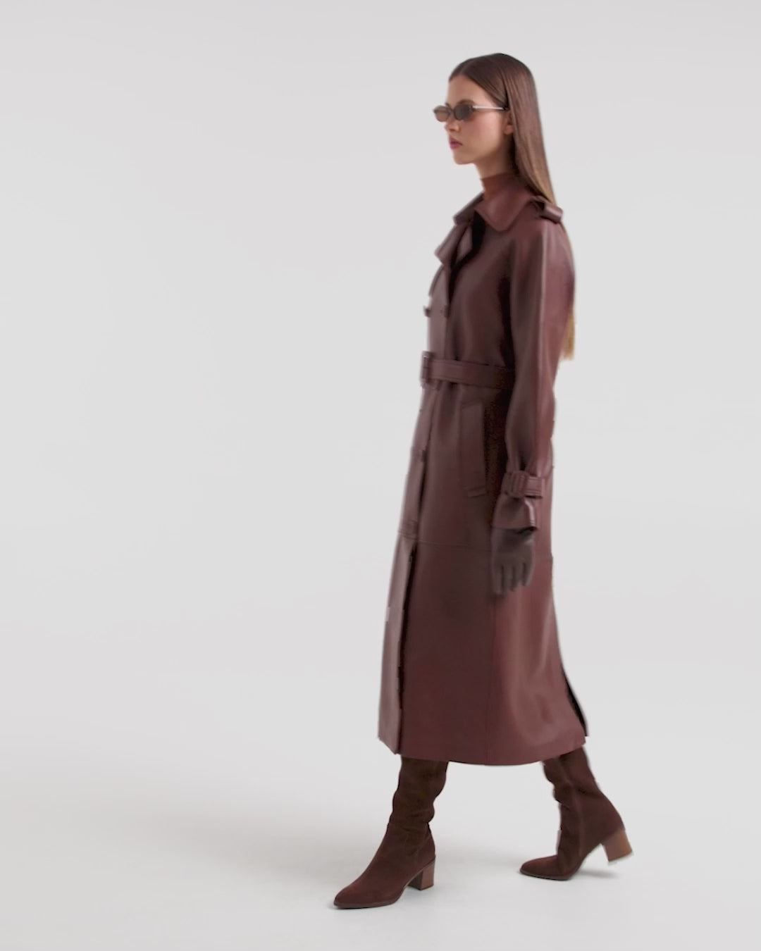 Elevate Your Style: RUDSAK CASSIE L-B Leather Trench Coat - Rust