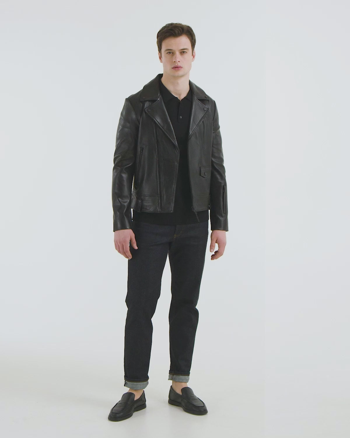 grunge fade leather jacket blue M 本革 Morris Leather Biker Jacket / Nautical Blue – J.Lindeberg