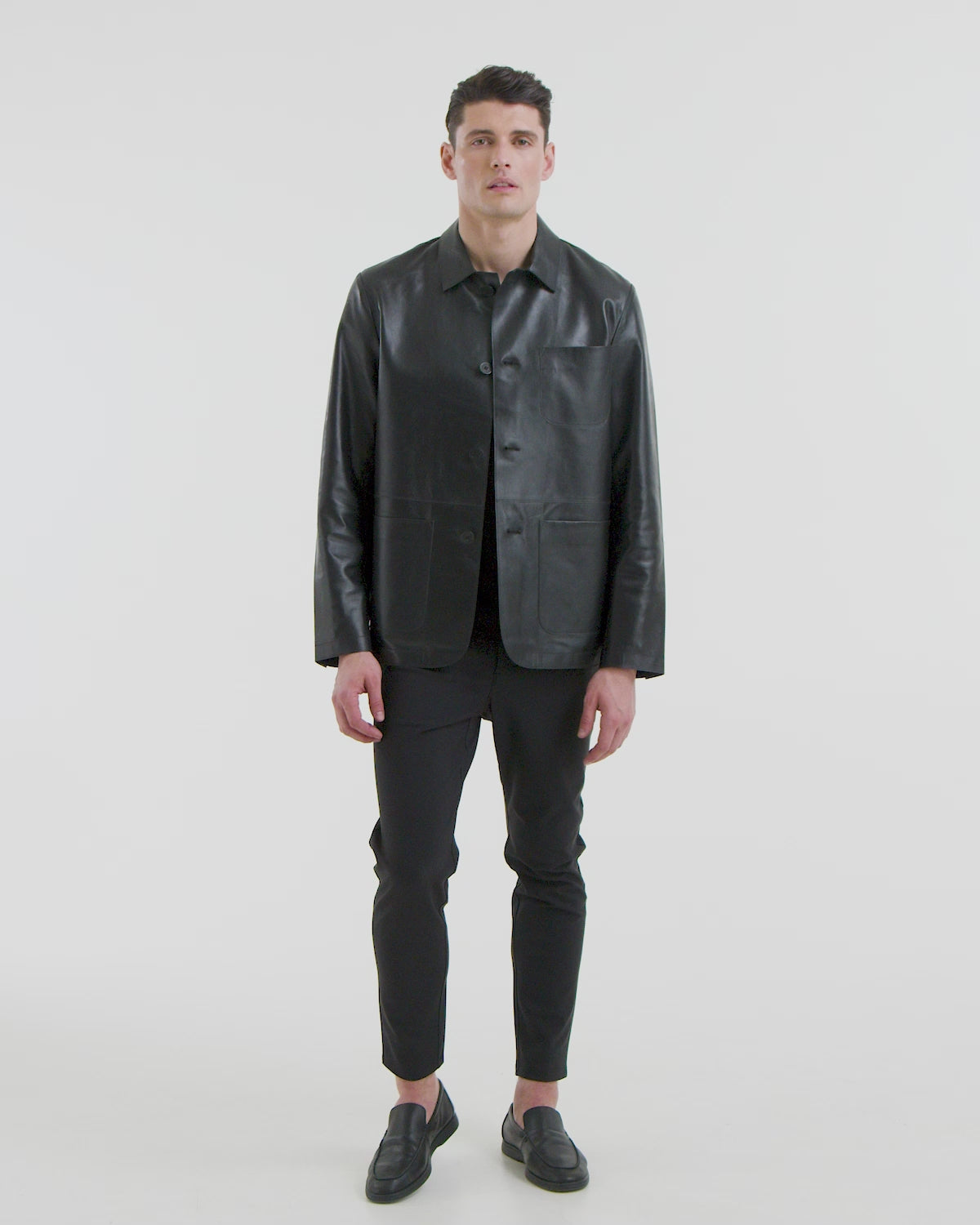 RUDSAK DARRELL Black Leather Shirt Jacket - Polished & Versatile