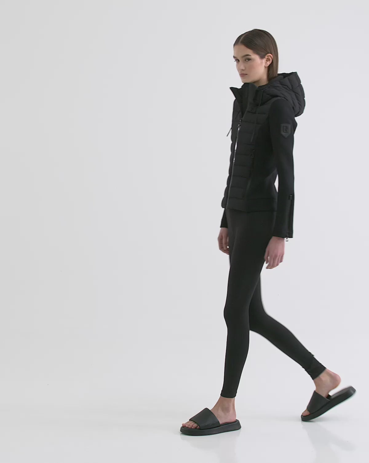 Women's lightweight jacket with down body MABS BLACK