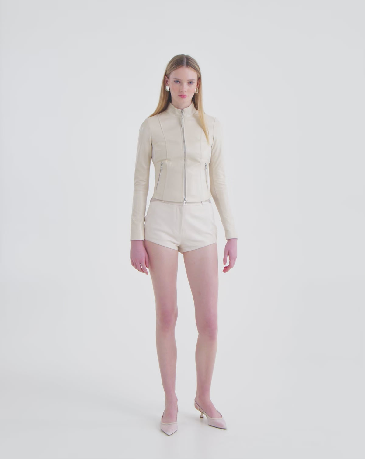 RUDSAK ABIGAIL Women's Luxe Vanilla Leather Racer Jacket - Fitted