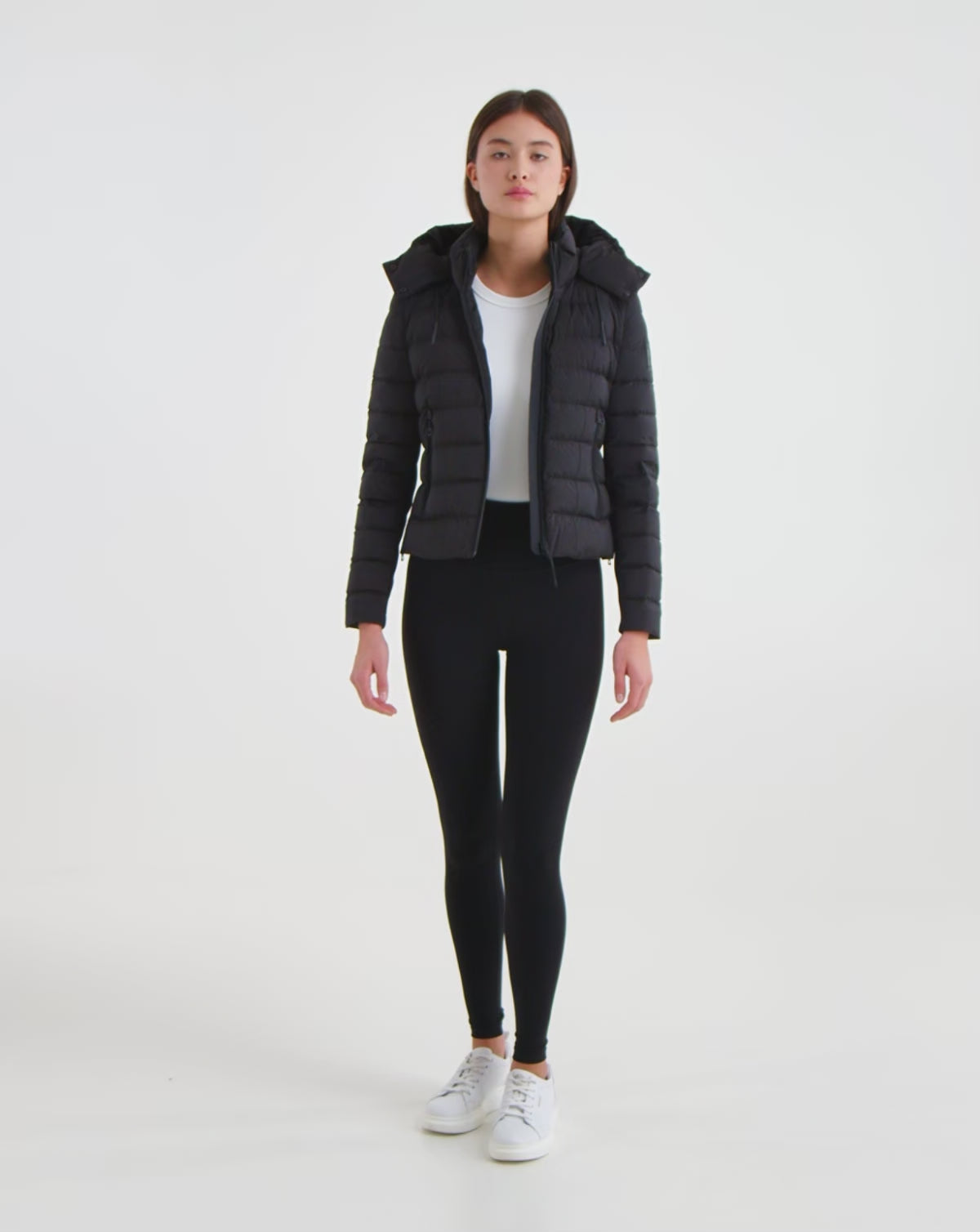 MELISSA Black Fitted Lightweight Down Coat | Water-Resistant