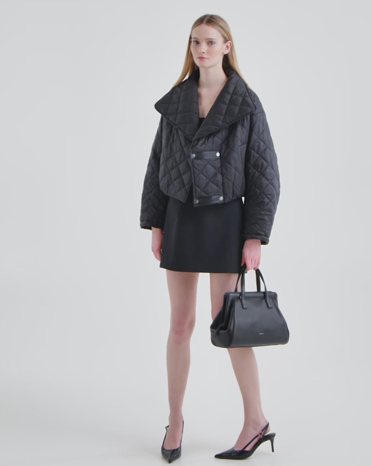 RUDSAK KALEE Women's Black Quilted Cropped Jacket - Refined Style