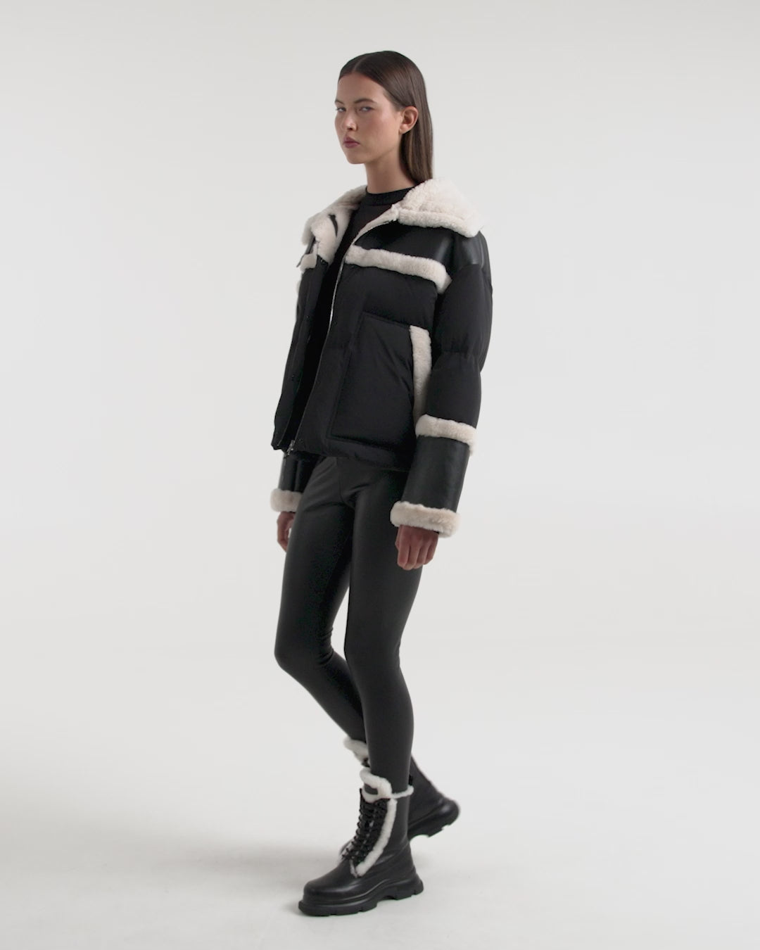RUDSAK SHIRLEY Black Shearling Down Jacket | Modern Women's