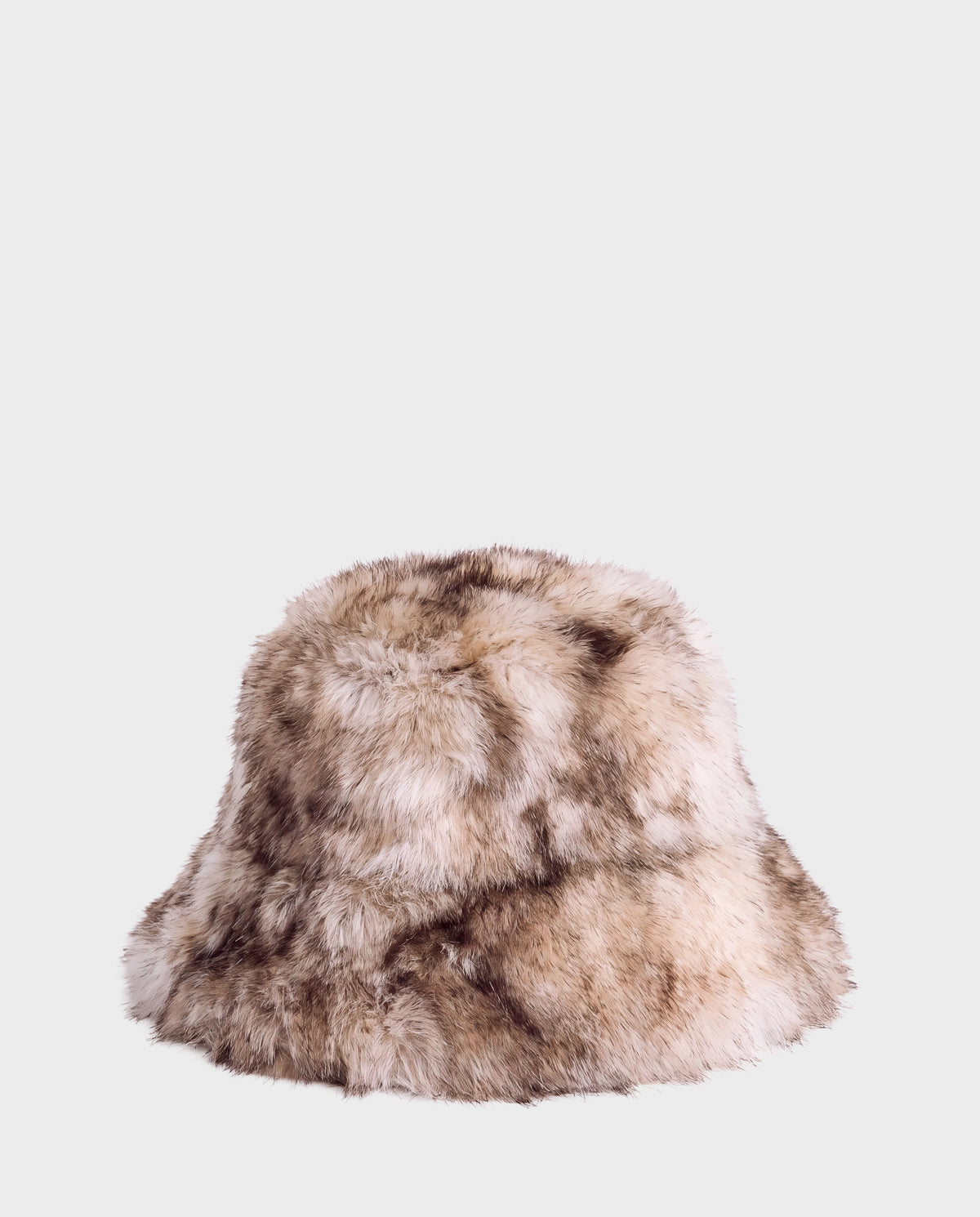 ROMINA - 8425545 Mix Vanilla faux fur bucket hat in fluffy, multi-toned beige and brown, a cozy-luxe accessory for winter.